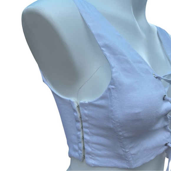 Olivaceous Women’s Shape White Plunge Front Lace Up Corset Top in Linen Size L - Picture 4 of 7